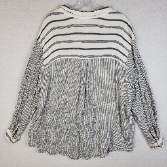 Jane + Delancey Crinkled Blouse Top Shirt Striped Colorblock size 2X Button-up - Picture 6 of 13